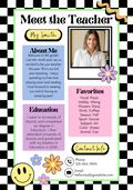 Editable Meet the Teacher Template | Retro Pastel Classroom Newsletter | Back to School Canva Template